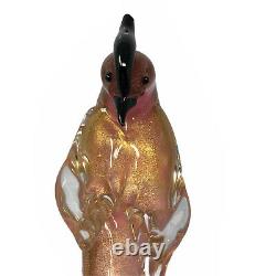 Formia Vetri di MURANO Art Glass Bird 12 Pink And Gold Glass Figurine Signed