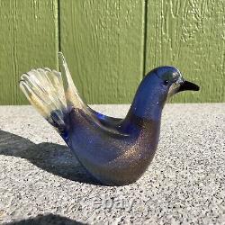 Formia Vetro Artictico Hand Blown Gold Fleck Blue Murano Glass Bird LE 500 READ