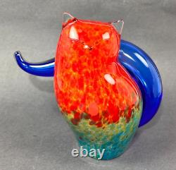 Franco Moretti Murano Hand Blown Cased Glass Cat Figure Sculpture Handcrafted