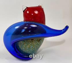 Franco Moretti Murano Hand Blown Cased Glass Cat Figure Sculpture Handcrafted