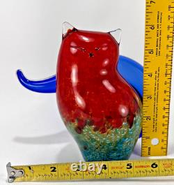 Franco Moretti Murano Hand Blown Cased Glass Cat Figure Sculpture Handcrafted