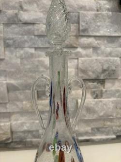 Fratelli Toso Hand Blown Murano Venetian Crystal Decanter/Bottle with stopper