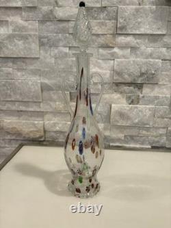 Fratelli Toso Hand Blown Murano Venetian Crystal Decanter/Bottle with stopper