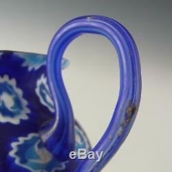 Fratelli Toso Millefiori Canes Murano Blue Glass Jug / Creamer