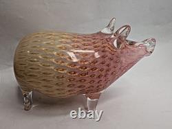 Fratelli Toso Murano VTG Opal Pink White Gold Flecks Bubbles Italian Art Glass