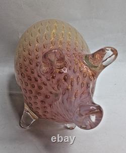 Fratelli Toso Murano VTG Opal Pink White Gold Flecks Bubbles Italian Art Glass