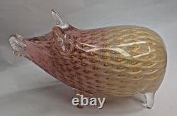 Fratelli Toso Murano VTG Opal Pink White Gold Flecks Bubbles Italian Art Glass