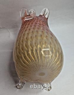 Fratelli Toso Murano VTG Opal Pink White Gold Flecks Bubbles Italian Art Glass