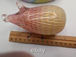 Fratelli Toso Murano VTG Opal Pink White Gold Flecks Bubbles Italian Art Glass