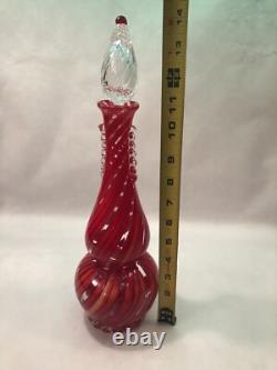 Fratelli Toso Swirls Decanter Murano Glass Hand Blown Venetian Vintage