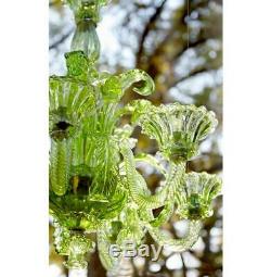 French Style Chandelier Green Glass Hand Blown Dinning Room Formal Lighting
