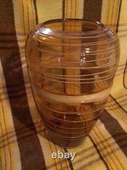 Fulvio Bianconi Murano threadedAmber glass Vase swirl hand blown vintage MCM 13