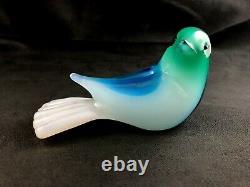 GIULIANO TOSI Murano Italy Blue Green White 5 Bird Figurine Signed 1993