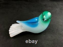 GIULIANO TOSI Murano Italy Blue Green White 5 Bird Figurine Signed 1993