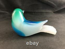 GIULIANO TOSI Murano Italy Blue Green White 5 Bird Figurine Signed 1993