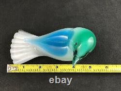 GIULIANO TOSI Murano Italy Blue Green White 5 Bird Figurine Signed 1993