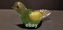 Galliano Ferro gold flecked Murano bird with original label Excellent