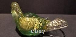 Galliano Ferro gold flecked Murano bird with original label Excellent