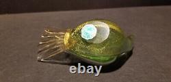 Galliano Ferro gold flecked Murano bird with original label Excellent