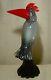 Gambaro & Poggi 14.5 Murano Black Sommerso & Red Art Glass Bird, Silver Flakes