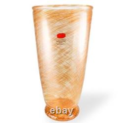 Gambaro & Poggi Murano Italy Aventurine Hand Blown Glass Vase 14 Signed