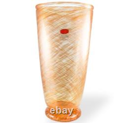 Gambaro & Poggi Murano Italy Aventurine Hand Blown Glass Vase 14 Signed