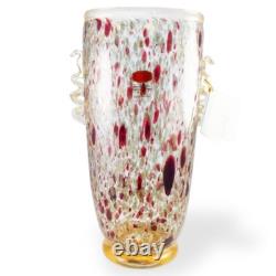Gambaro & Poggi Murano Italy Hand Blown Glass Vase Gold 13 NWT Authentic Signed