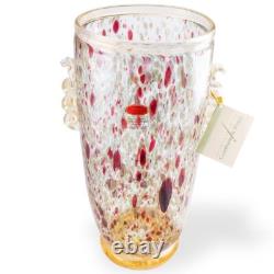 Gambaro & Poggi Murano Italy Hand Blown Glass Vase Gold 13 NWT Authentic Signed