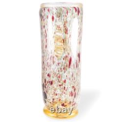 Gambaro & Poggi Murano Italy Hand Blown Glass Vase Gold 13 NWT Authentic Signed