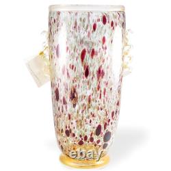 Gambaro & Poggi Murano Italy Hand Blown Glass Vase Gold 13 NWT Authentic Signed