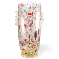 Gambaro & Poggi Murano Italy Hand Blown Glass Vase Gold 13 NWT Authentic Signed