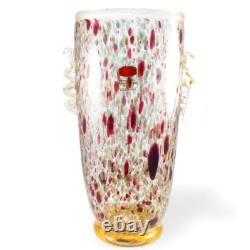 Gambaro & Poggi Murano Italy Hand Blown Glass Vase Gold 13 NWT Authentic Signed