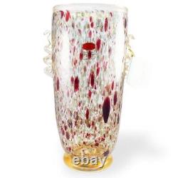 Gambaro & Poggi Murano Italy Hand Blown Glass Vase Gold 13 NWT Authentic Signed