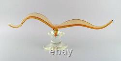 Giant Murano sculpture in orange and clear mouth blown art glass. Bird