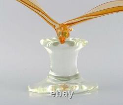 Giant Murano sculpture in orange and clear mouth blown art glass. Bird