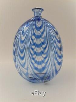 Gino Cenedese Murano 1984 Signed Blue Wave Glass Vase MURANO VETRI 8 x 5-1/2