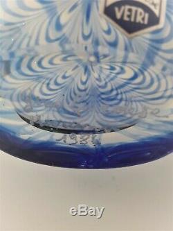 Gino Cenedese Murano 1984 Signed Blue Wave Glass Vase MURANO VETRI 8 x 5-1/2