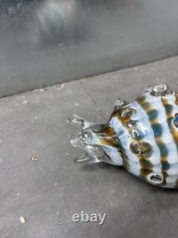 Glass Figure Murano Style Sea Shell Blue and White Hand Blown Glass