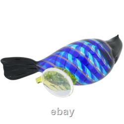 Glass Of Venice Murano Glass Filigrana Tropical Bird Blue 5 Inches Hand Blown