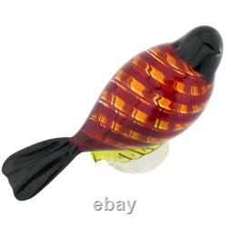 Glass Of Venice Murano Glass Filigrana Tropical Bird Red 5 Inches Hand Blown i