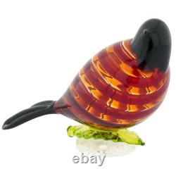 Glass Of Venice Murano Glass Filigrana Tropical Bird Red 5 Inches Hand Blown i