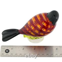 Glass Of Venice Murano Glass Filigrana Tropical Bird Red 5 Inches Hand Blown i