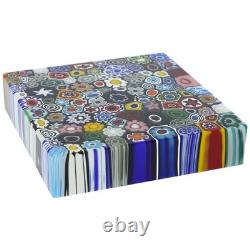 Glass Of Venice Murano Glass Hand Blown Millefiori Square Paperweight 4 Inch Mul
