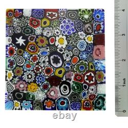 Glass Of Venice Murano Glass Hand Blown Millefiori Square Paperweight 4 Inch Mul