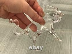 Glass Raging Bull Sculpture Murano Blown Art Glass Style Crystal Clear FABULOUS