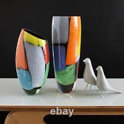 Glass Vase Colored Splinters Hand Blown Murano-Style Art Glass Model 333 MS