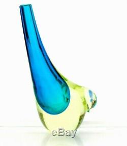 Glowing Uranium Murano Sommerso Art Glass Bird Sculpture Antonio Da Ros