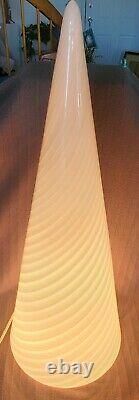 Gorgeous Ex-Large Vintage Vetri Murano Glass White Swirl Table Lamp 25 with Label