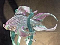 Gorgeous Large Hand Blown Art Glass Striking Tropical Fish Sculpture