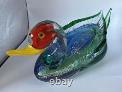 Gorgeous Murano DUCK colorful Campanella Venetian Blown Glass Duck Heavy